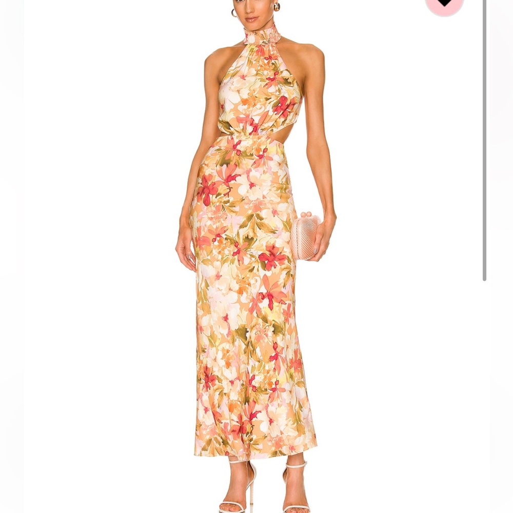 Revolve floral midi dress - orange, pink, yellow